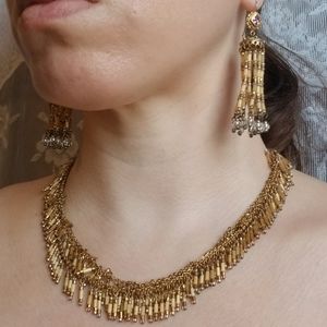 Lee Angel Set of Gold Tone Necklace & Earrings